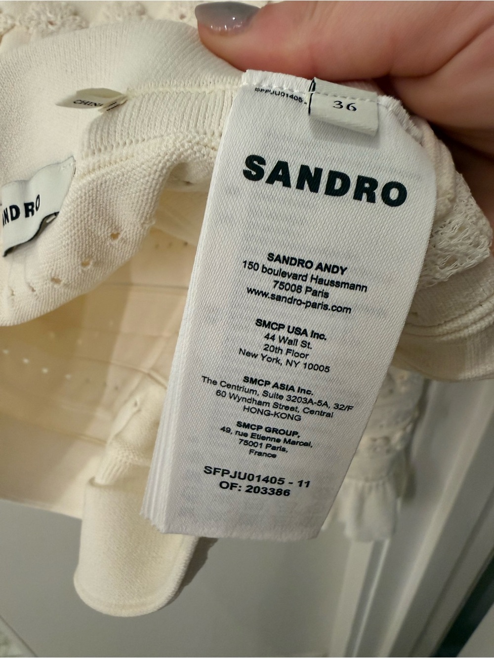 Sandro Cream Knit Midi Skirt with Front Slit - Picture 5 of 5